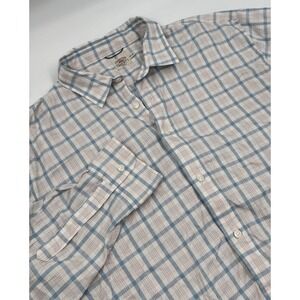 Faherty Men's XXL White Plaid Cotton Nylon Long Sleeve‎ Button Shirt
